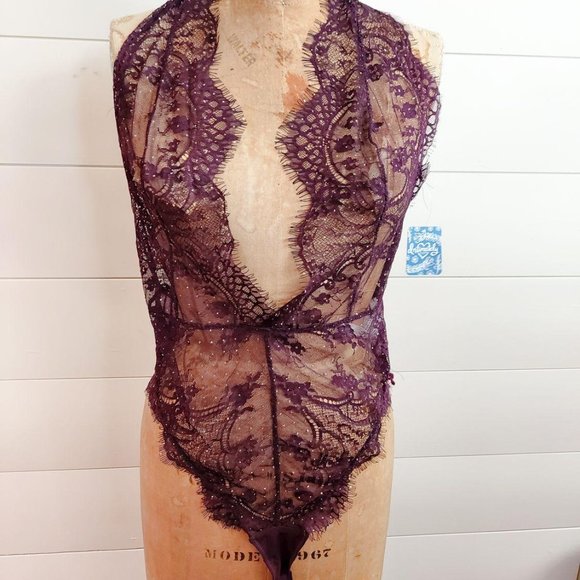 Free People Show Off Bodysuit in Fig Combo NEW - Picture 3 of 8